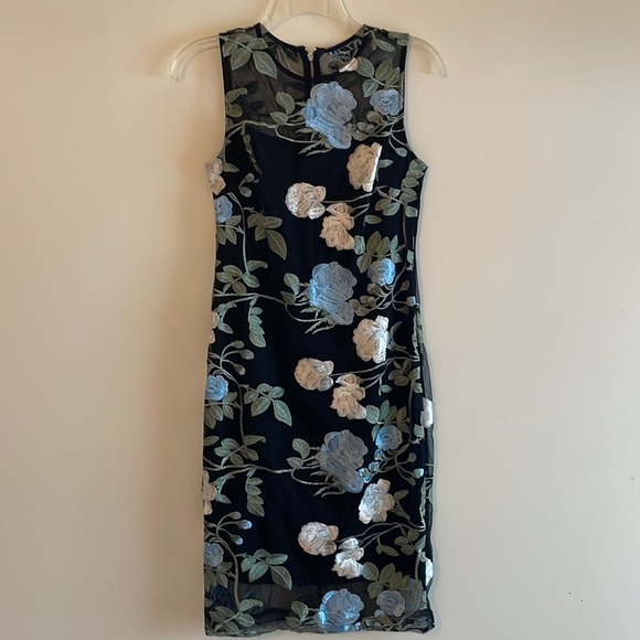 calvin klein floral embroidered dress Calvin Klein Petite Embroidered-Skirt Fit & Flare Dress